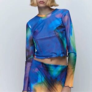 Zara Multicolor Pencil Skirt and matching top